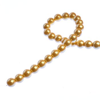 8 inch strand of 6mm Iridescent Dark Cream Round Glass Pearl Beads