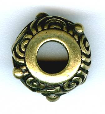 1 5x11mm TierraCast Large Hole Brass Oxide Spiral Bead