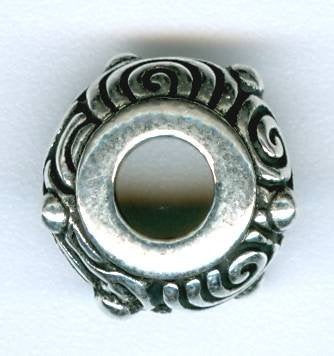 1 5x11mm TierraCast Large Hole Antique Silver Spiral Bead