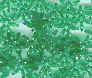 50 7x18mm Acrylic Transparent Christmas Green Paddle Wheel Beads