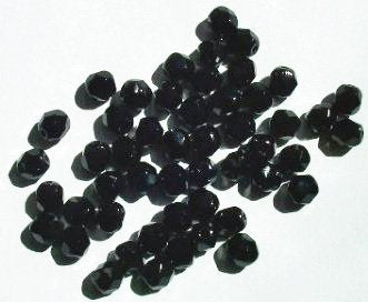 50 6mm Faceted Opaque Black Firepolish Beads