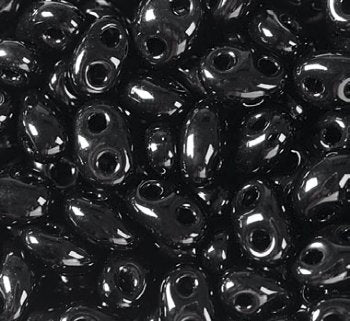 TB-01000 - 10 Grams Opaque Black 2.5x5mm Preciosa Twin Beads