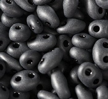TB-01001 - 10 Grams Opaque Matte Black 2.5x5mm Preciosa Twin Beads