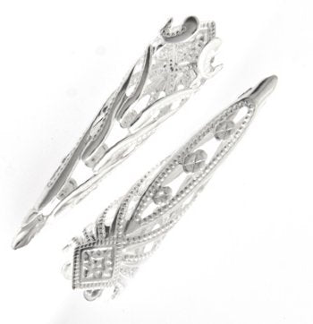 10 28x8mm Silver Filigrae Cones