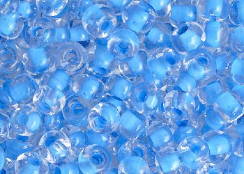 20 Gram Vial of 2/0 Crystal Colorlined Blue Seed Beads