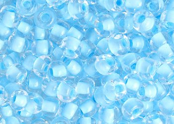 20 Gram Vial of 2/0 Crystal Colorlined Light Blue Seed Beads