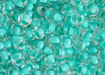 20 Gram Vial of 2/0 Crystal Colorlined Teal Green Seed Beads