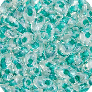 LM1555 - 10 Grams Crystal Colorlined Green Iris Lustre 4x7mm Long Miyuki Magatama Drop Beads