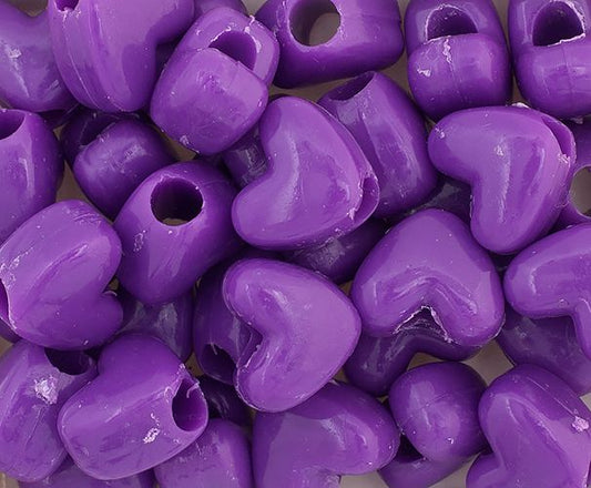 50 12x10mm Acrylic Opaque Purple Heart Beads