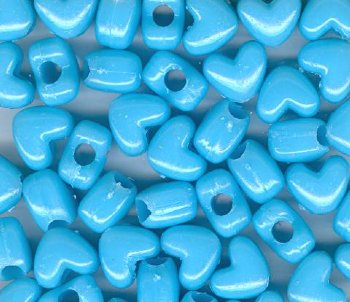 50 12x10mm Acrylic Opaque Light Blue Heart Beads