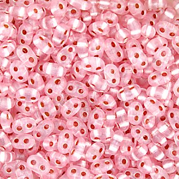 TB-02008 - 10 Grams Crystal Pink Silverlined Terra Pearl 2.5x5mm Preciosa Twin