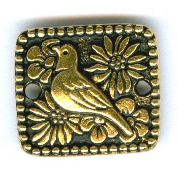 1 15mm TierraCast Antique Gold Square Paloma Bird Link