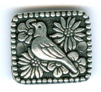 1 15mm TierraCast Antique Silver Square Paloma Bird Link