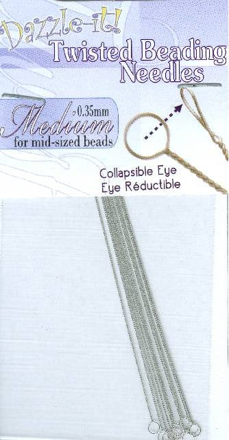 Medium 0.35mm Twisted Beading Needles - Pack of 10