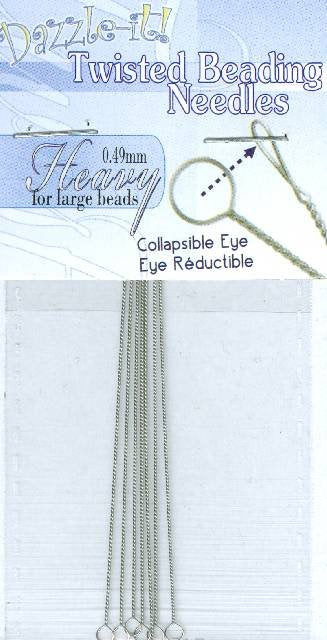 Heavy 0.49mm Twisted Beading Needles - Pack of 10