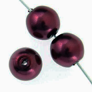 20 12mm Burgundy Glass Pearl Beads