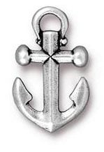 1 20x12mm TierraCast Antique Silver Anchor Pendant
