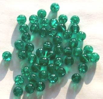 50 6mm Emerald Crackle Glass Beads