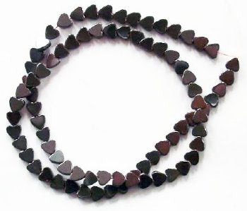 16 inch strand of 6mm Hematite Heart Beads