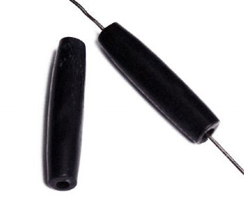 25 25x6mm Black Pipe Worked on Bone Beads