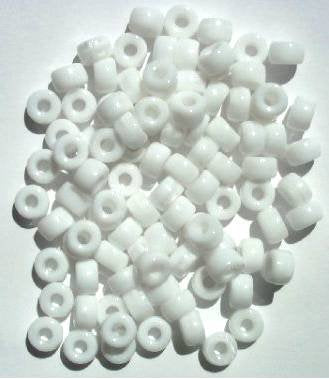 100 4x6mm Crow Beads Opaque White