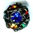 1 10mm Round Gunmetal with Multi Jewel Rhinestones