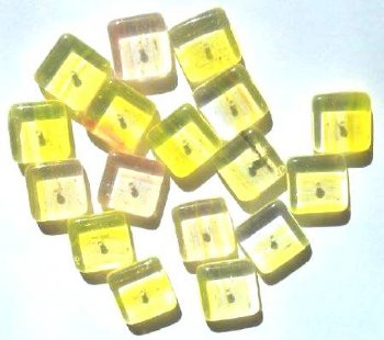 17 16x16x6mm Crystal, Pink & Yellow Flat Squares