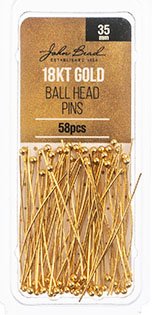 58, 18kt Gold Plated 35mm 24ga Ball Pins