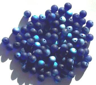 50 6mm Transparent Matte Cobalt AB Round Beads
