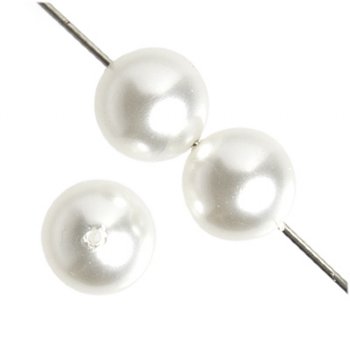 16 inch strand of 10mm Round White Glass Pearl Beads
