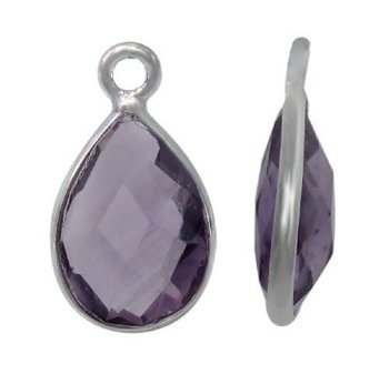 1 14x8mm Faceted Amethyst and Sterling Silver Teardrop Pendant
