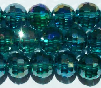 27 8mm Faceted Round Teal AB Chinese Crystal Beads