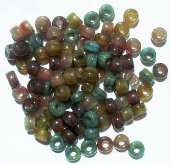 100 4x6mm Earthy Marble Mix Glass Crow Beads