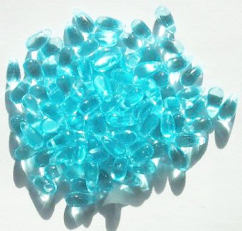 50 5x10mm Transparent Aqua Drop Beads