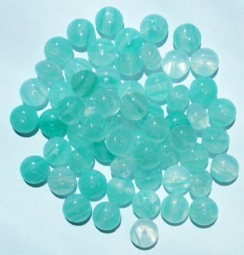 60 6x9mm Crystal & Mint Marble Glass Spacer Beads