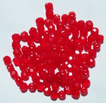100 4mm Faceted Milky Red Opal Firepolish Beads