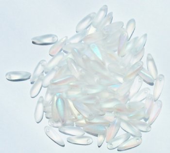 100 3x11mm Matte Transparent Crystal AB Dagger Beads