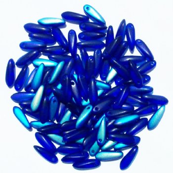 100 3x11mm Matte Transparent Cobalt AB Dagger Beads
