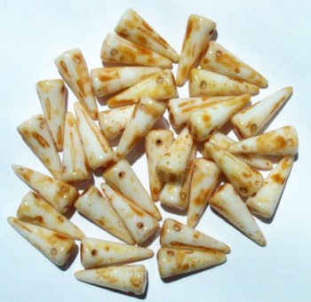 36 5x13mm White Travertine Glass Spike Beads