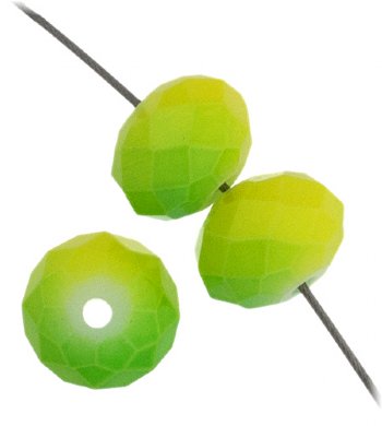 35 6x8mm Faceted Two Tone Neon Green & Yellow Chinese Crystal Donut Beads