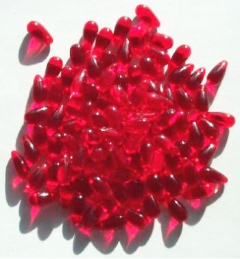 50 5x10mm Transparent Red Drop Beads