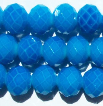 26 8x10mm Faceted Neon Blue Chinese Crystal Donut Beads