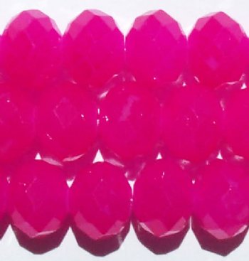 26 8x10mm Faceted Neon Fuchsia Chinese Crystal Donut Beads