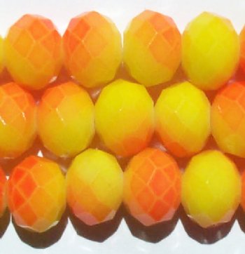 26 8x10mm Faceted Two Tone Neon Orange & Yellow Chinese Crystal Donut Beads