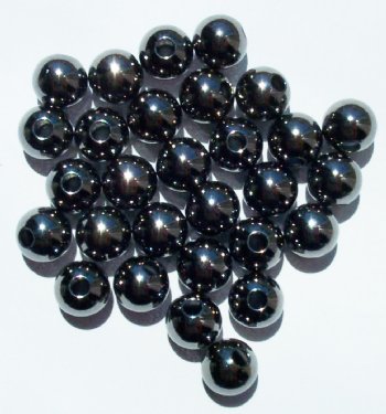 25 8mm Round Gunmetal Metal Beads