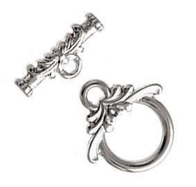 5 Sets of 10mm Bright Silver Petite Floral Toggles
