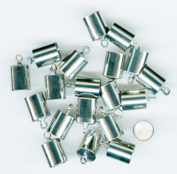 20 12x7mm Nickel Glue On End Caps With Loop