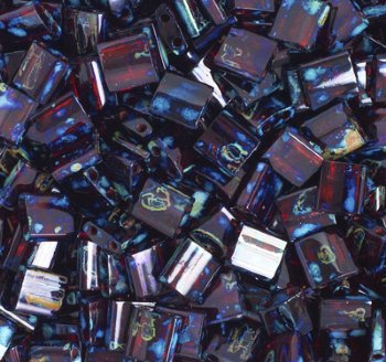 TL4504 5.2 Grams Transparent Dark Red Picasso Two Hole Miyuki Tila Beads