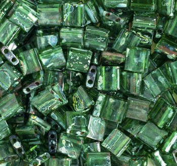 TL4507 5.2 Grams Transparent Green Picasso Two Hole Miyuki Tila Beads