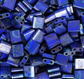 TL4518 5.2 Grams Opaque Royal Blue Picasso Two Hole Miyuki Tila Beads